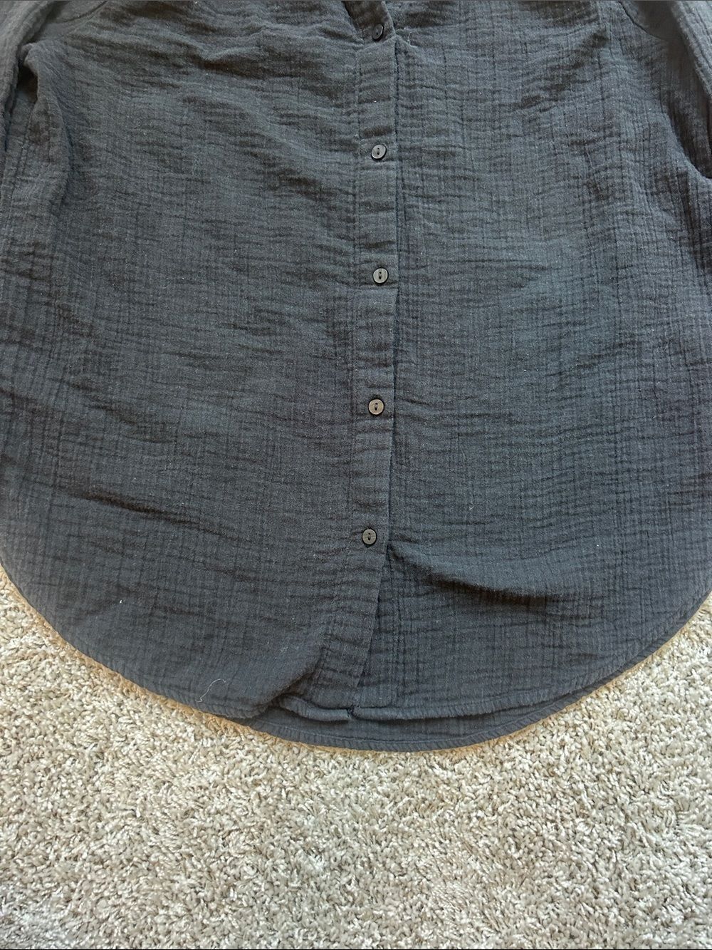 Quince 100% Organic Cotton Gauze Button Front Shirt Black Women's Size Small - Picture 4 of 5